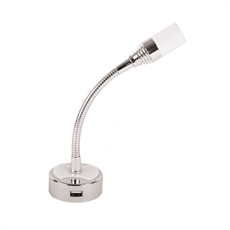 LED-læselampe 140 mm Flexarm, 12 V/1 W Med USB-udtag + Vippeomskifter